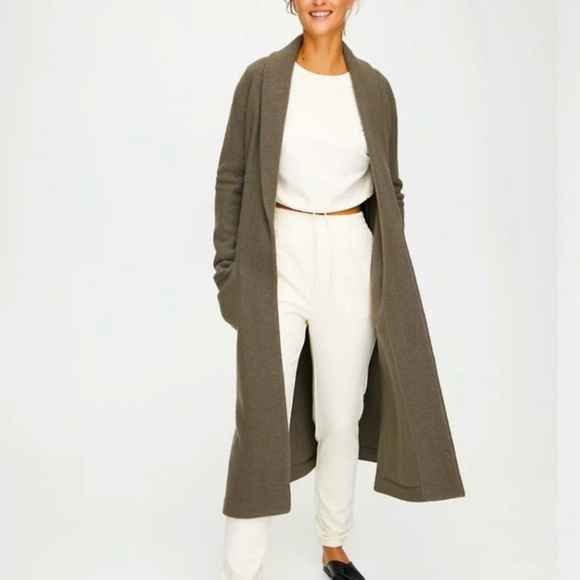 Babaton Jackets & Blazers - BABATON Aritzia Neutral Long Luxe Lounge Open Front Wool Shacket Cardigan